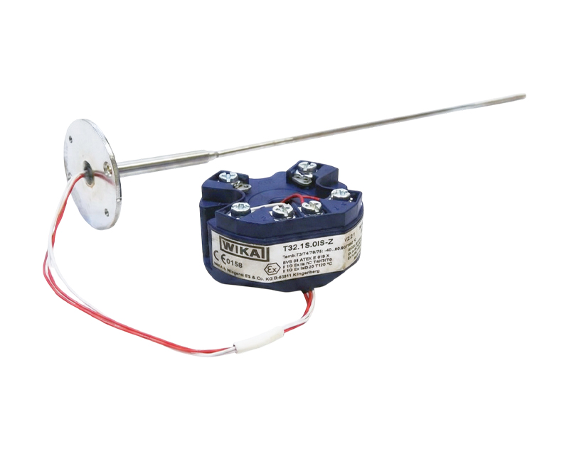 WIKA-T321S_Product — دراک ترانسمیتر دما WIKA مدل T32.1S نصبشده در هد سنسور صنعتی با قابلیت ارتباط PROFIBUS PA
