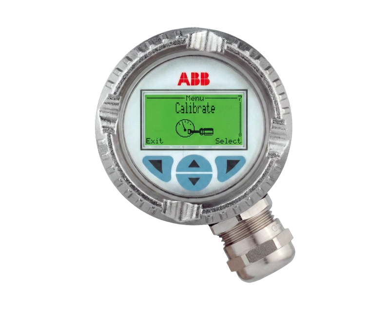 abb-ueberdruck-messumformer-261gs-cjp821~3 — دراک نمای روبهروی فرستنده فشار ABB 261GS با نمایشگر LCD و اتصال فرآیندی NPT