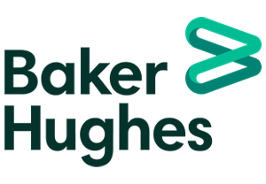 لوگوی شرکت بیکر هیوز (Baker Hughes) با رنگ‌های سبز و مشکی، نماد فعالیت در حوزه انرژی و فناوری‌های صنعتی
