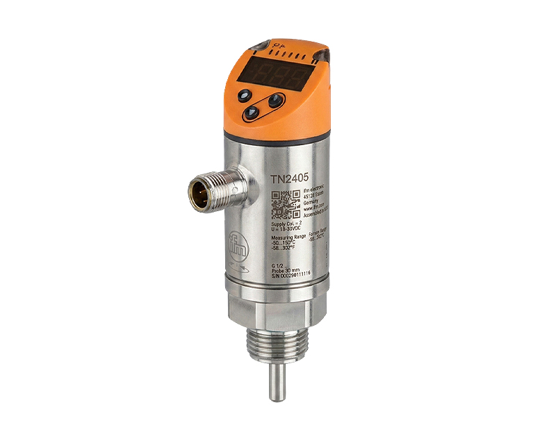 TN2405-IFM — دراک سنسور دمای TN2405 برند ifm با صفحه نمایش دیجیتال رنگی و بدنه استیل ضدزنگ برای استفاده صنعتی