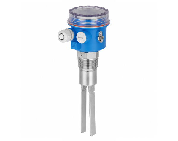 FTM260 — DERAAK Blue industrial liquid level switch with threaded stem and two stainless-steel probes for tank level detection