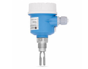 Industrial pressure transmitter with blue housing and metal probe