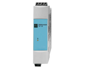 تصویر ترانسمیتر دمای Endress+Hauser مدل TMT128 نصب‌شده روی ریل DIN