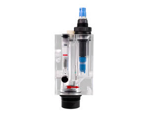 فلو اسمبلی Flowfit CCA250 از Endress+Hauser با شیر سوزنی و فلومتر داخلی، برای نصب سنسورهای کلر و pH/ORP در کاربردهای آنالیز آب.