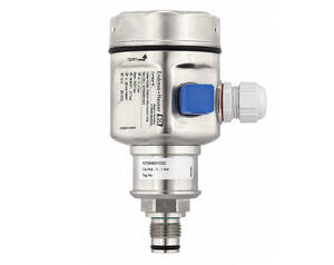 Industrial gas pressure regulator with a blue adjustment knob and threaded outlet connection