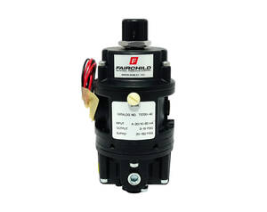 ترانسدیوسر فشار الکترواپنوماتیک FAIRCHILD مدل T5700-40 با نشانگر فشار خروجی، اتصالات ورودی و خروجی هوا، مناسب کنترل دقیق فشار صنعتی و فرآیندهای حساس