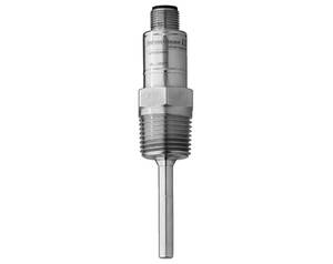 Endress+Hauser industrial temperature sensor probe with threaded connection and long cylindrical sensing rod.